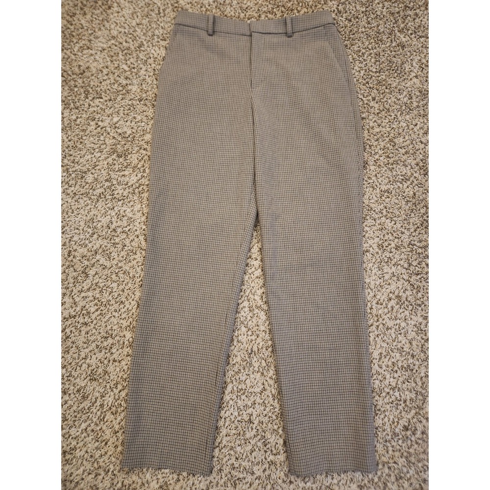Uniqlo Smart Ankle Pants Womens Small Brown Plaid Check Tapered Trousers 460752